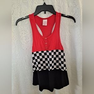 Red Black Checkered Tank Top No Boundries XS